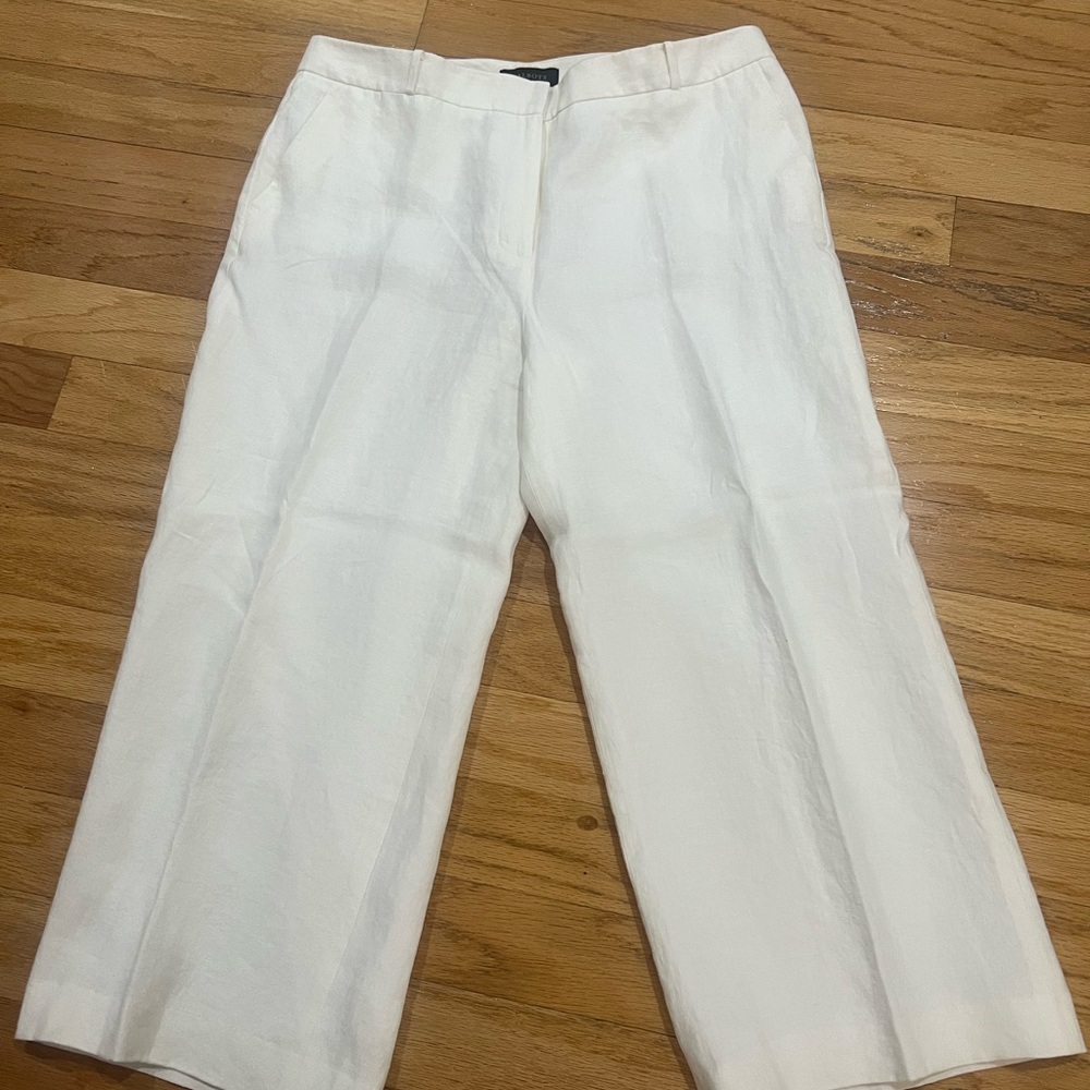 Talbots white linen wide leg pants